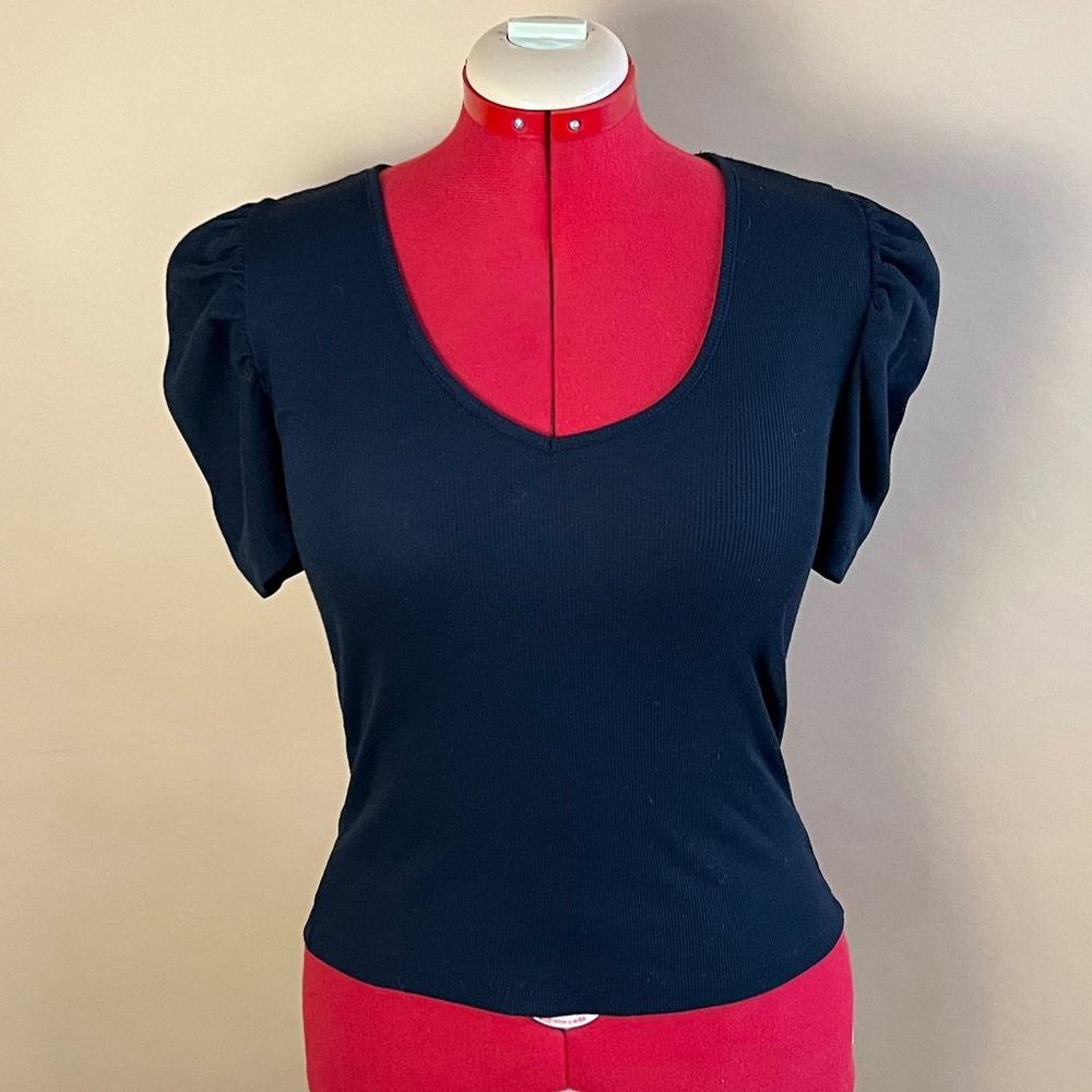 ✨ Black Tailored Blouse (Size L) – Elegant & Versatile ✨